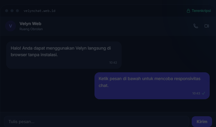 Tampilan antarmuka obrolan Velyn Web